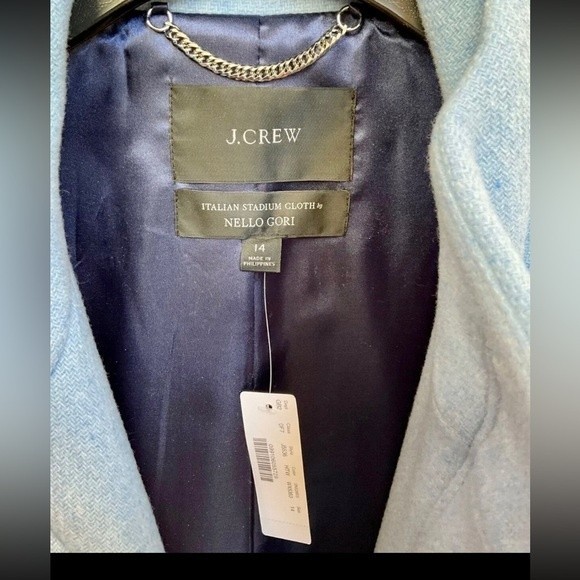 NEW J Crew Cocoon Italian Stadium Cloth Wool Coat in Heather Blue Size 14 NWT - Picture 4 of 7